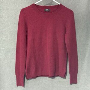 J.crew Women’s Cashmere Sweater Top Sz S Long Sleeve Burgundy Red Crew Neck